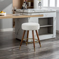 Taburete giratorio tapizado blanco de 23.88 pulgadas con estructura de madera