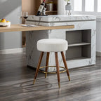 Taburete giratorio tapizado blanco de 23.88 pulgadas con estructura de madera