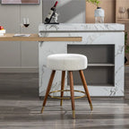 Taburete giratorio tapizado blanco de 23.88 pulgadas con estructura de madera