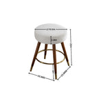 Taburete giratorio tapizado blanco de 23.88 pulgadas con estructura de madera
