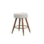 Taburete giratorio tapizado blanco de 23.88 pulgadas con estructura de madera