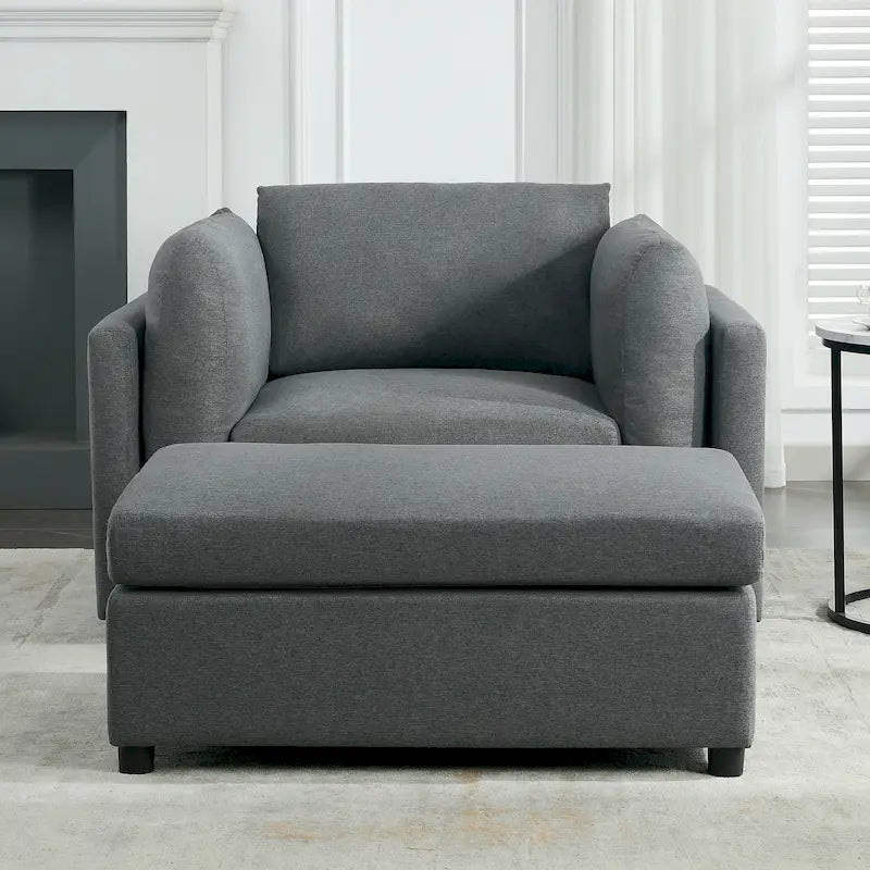 Sillón moderno grande con otomana