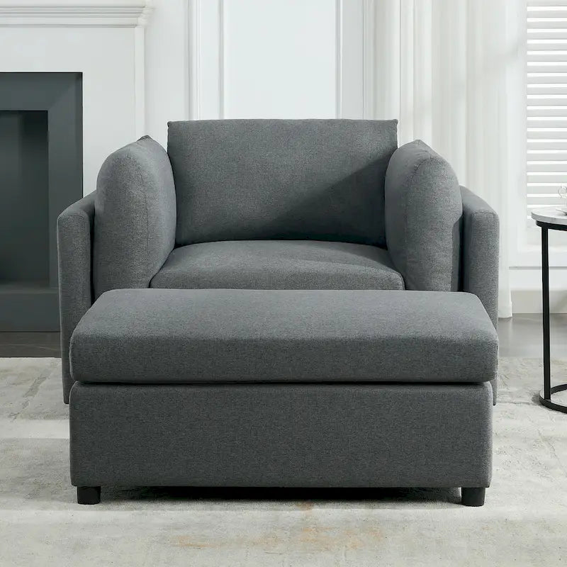 Sillón moderno grande con otomana