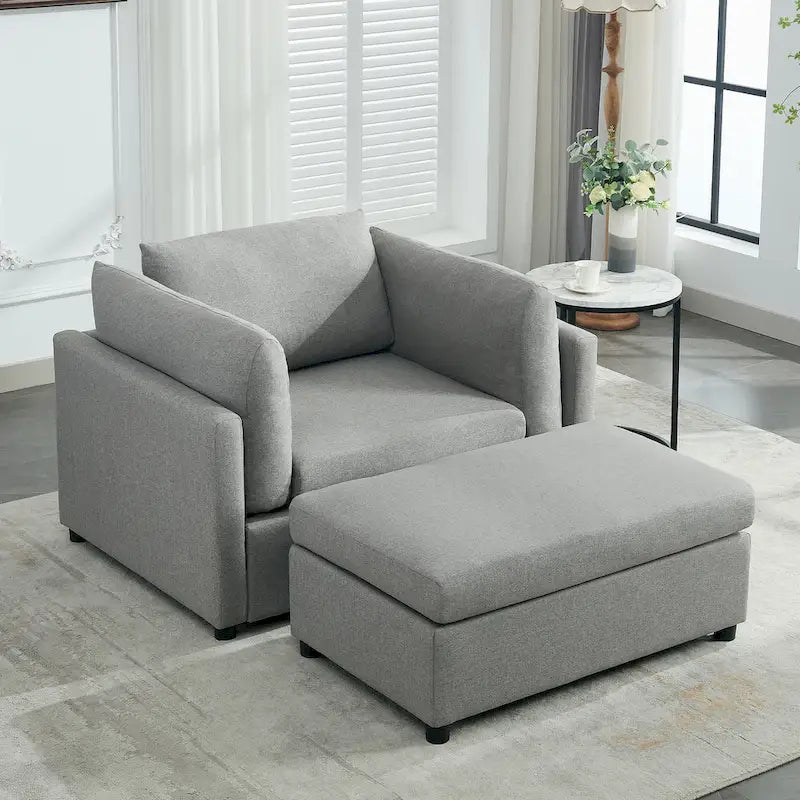 Sillón moderno grande con otomana