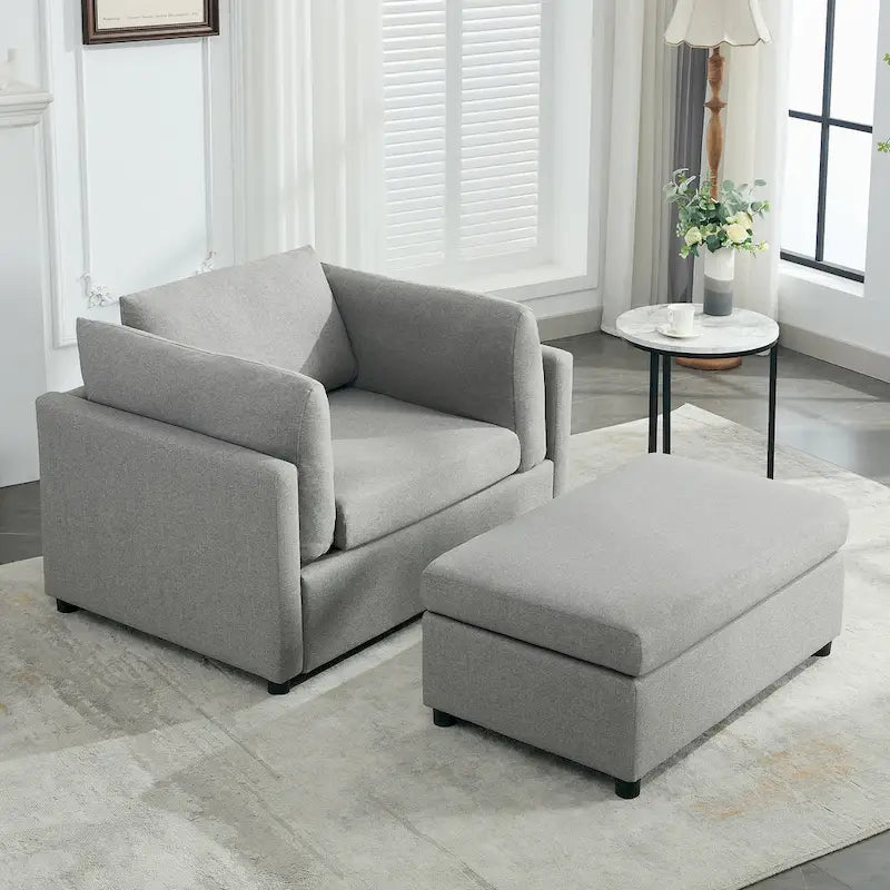 Sillón moderno grande con otomana