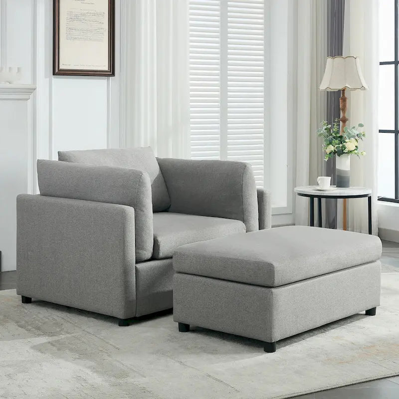 Sillón moderno grande con otomana