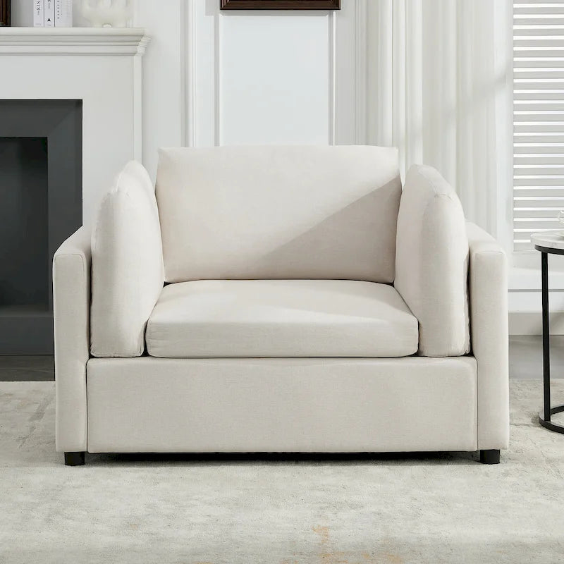 Sillón moderno grande con otomana