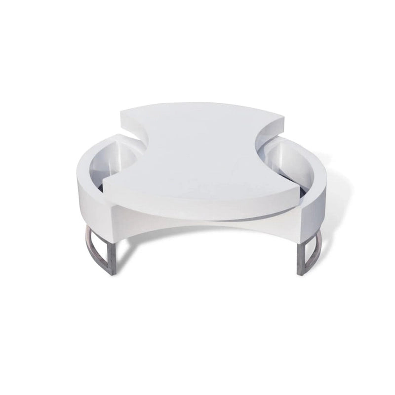 Mesa de centro, diseño contemporáneo con almacenamiento giratorio, 81 cm, blanca
