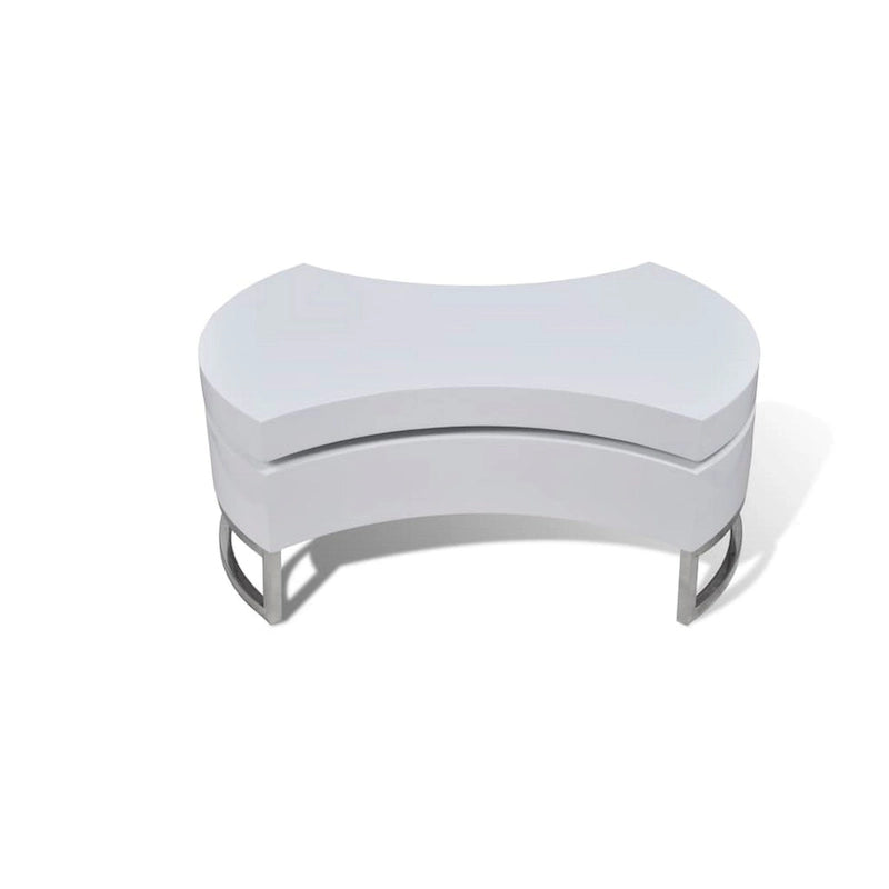Mesa de centro, diseño contemporáneo con almacenamiento giratorio, 81 cm, blanca