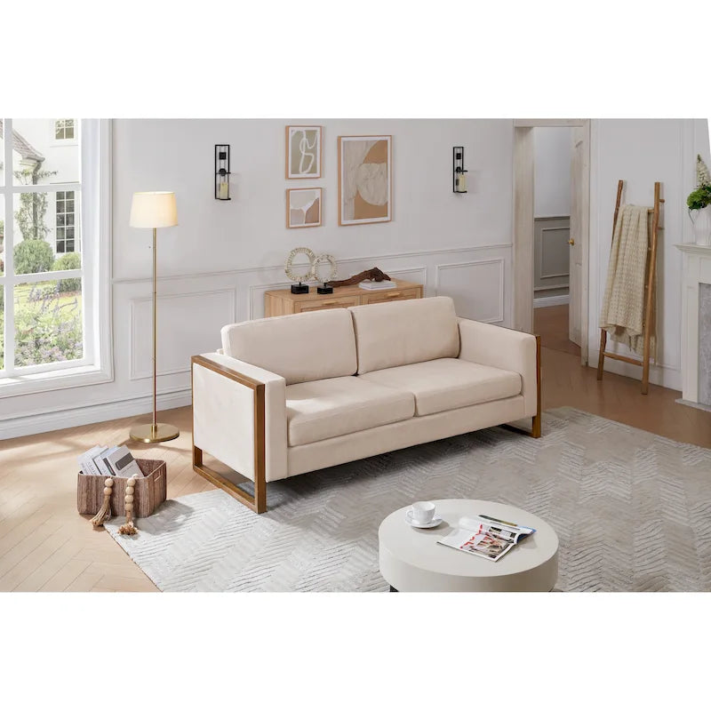 Sofá moderno de 79 pulgadas con patas de madera maciza