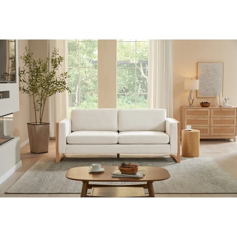 Sofá moderno de 79 pulgadas con patas de madera maciza