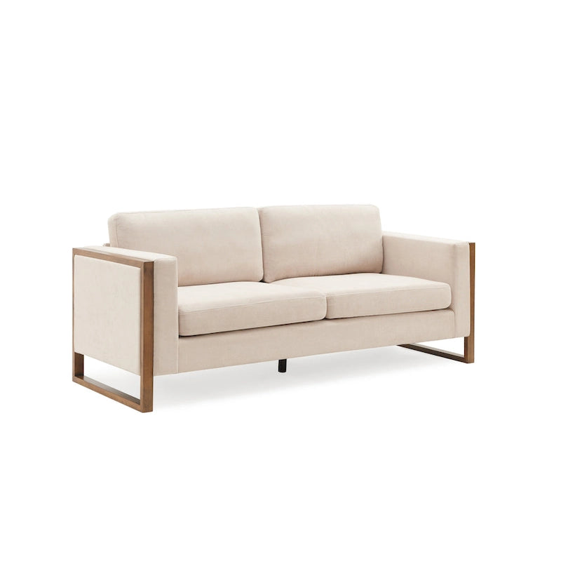 Sofá moderno de 79 pulgadas con patas de madera maciza