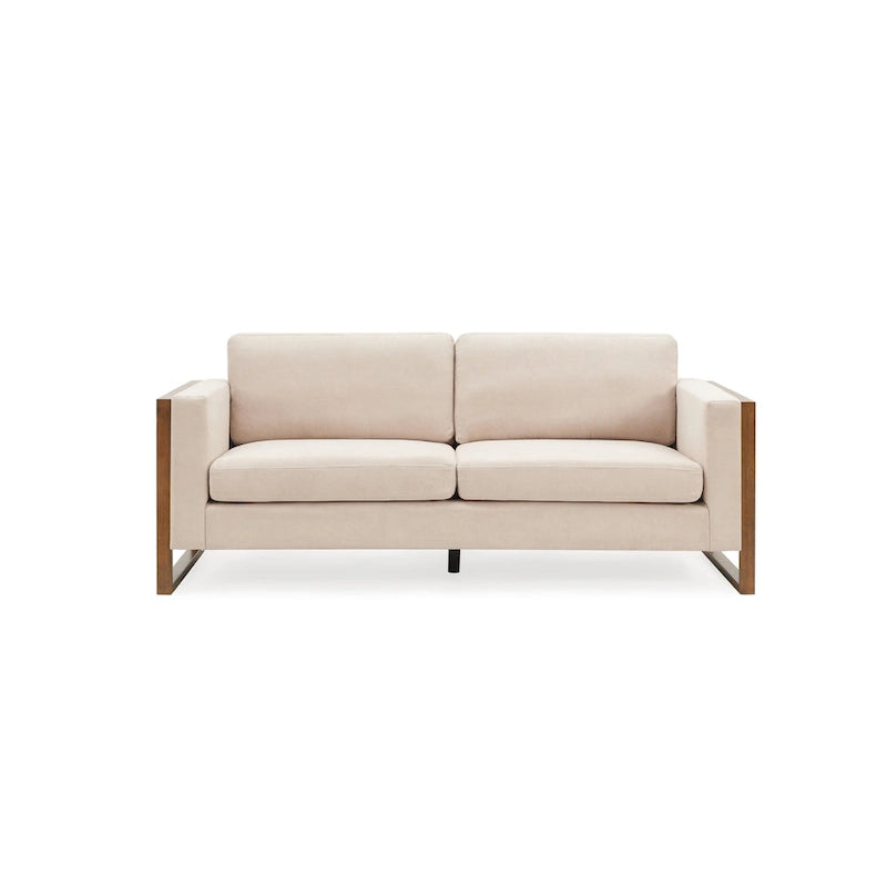 Sofá moderno de 79 pulgadas con patas de madera maciza