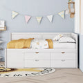 Cama de día nórdica creativa de tamaño completo con cajones y estantes de almacenamiento, cama para niños, adolescentes, adultos, ahorra espacio, fácil montaje