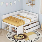 Cama de día nórdica creativa de tamaño completo con cajones y estantes de almacenamiento, cama para niños, adolescentes, adultos, ahorra espacio, fácil montaje