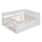 Cama de día nórdica creativa de tamaño completo con cajones y estantes de almacenamiento, cama para niños, adolescentes, adultos, ahorra espacio, fácil montaje