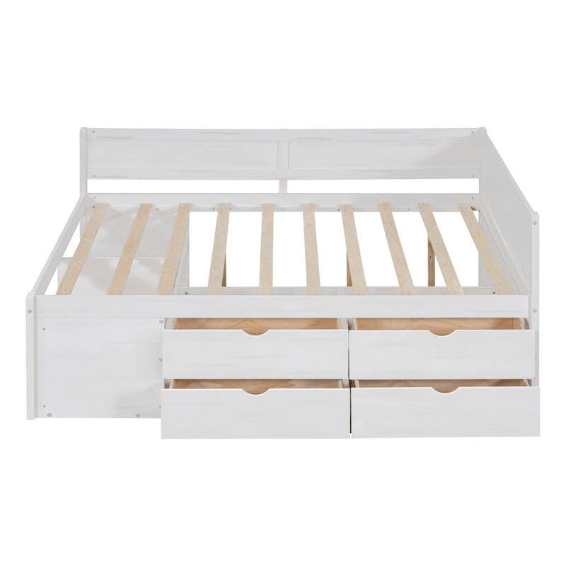 Cama de día nórdica creativa de tamaño completo con cajones y estantes de almacenamiento, cama para niños, adolescentes, adultos, ahorra espacio, fácil montaje