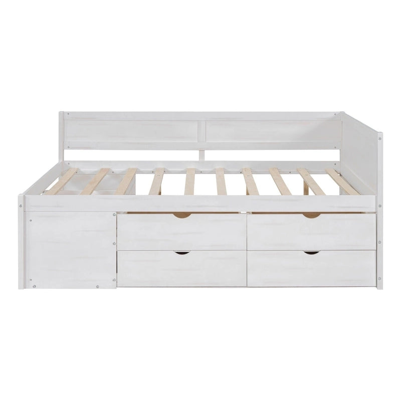 Cama de día nórdica creativa de tamaño completo con cajones y estantes de almacenamiento, cama para niños, adolescentes, adultos, ahorra espacio, fácil montaje