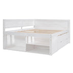 Cama de día nórdica creativa de tamaño completo con cajones y estantes de almacenamiento, cama para niños, adolescentes, adultos, ahorra espacio, fácil montaje