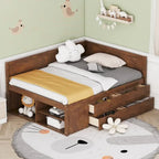 Cama de día nórdica creativa de tamaño completo con cajones y estantes de almacenamiento, cama para niños, adolescentes, adultos, ahorra espacio, fácil montaje