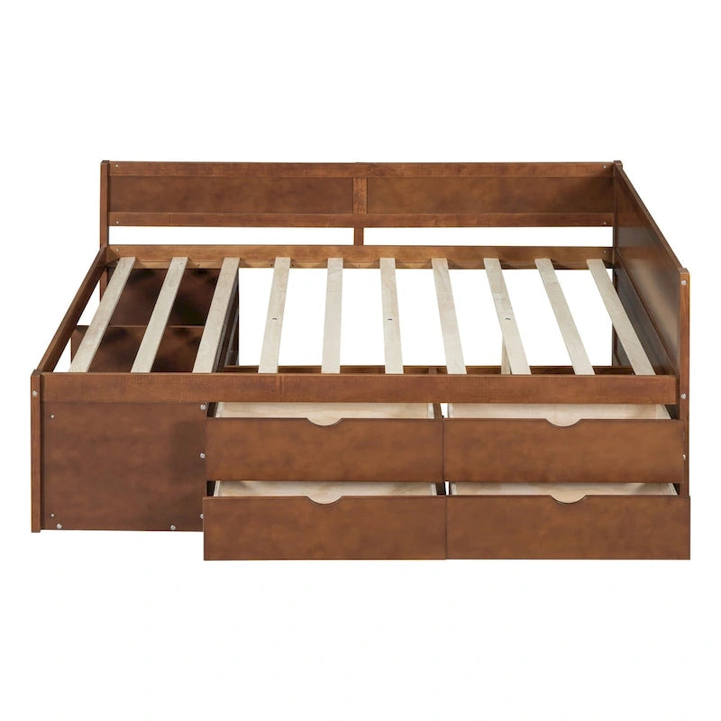Cama de día nórdica creativa de tamaño completo con cajones y estantes de almacenamiento, cama para niños, adolescentes, adultos, ahorra espacio, fácil montaje