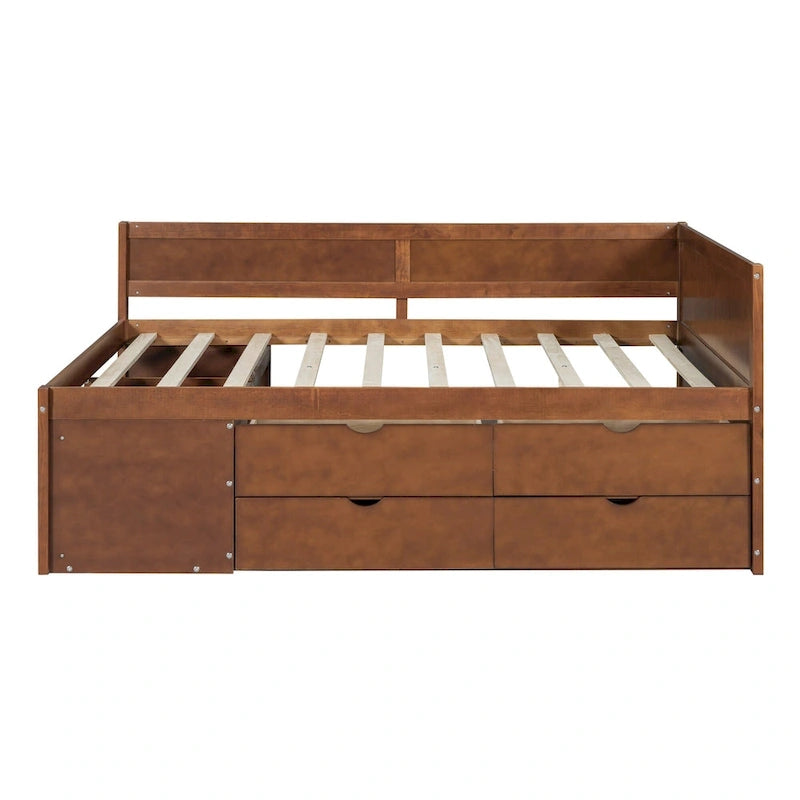 Cama de día nórdica creativa de tamaño completo con cajones y estantes de almacenamiento, cama para niños, adolescentes, adultos, ahorra espacio, fácil montaje