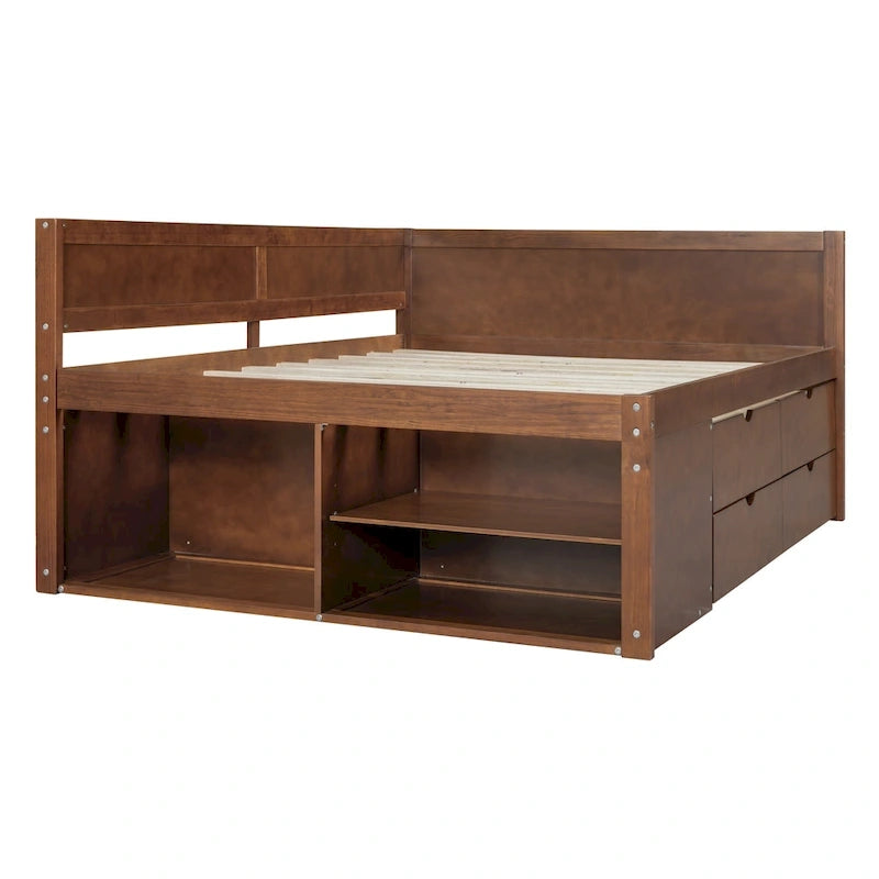 Cama de día nórdica creativa de tamaño completo con cajones y estantes de almacenamiento, cama para niños, adolescentes, adultos, ahorra espacio, fácil montaje