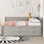 Cama de día nórdica creativa de tamaño completo con cajones y estantes de almacenamiento, cama para niños, adolescentes, adultos, ahorra espacio, fácil montaje