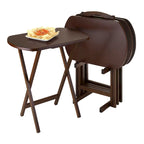 Mesa Plegable Rectangular Grande de Nogal con Almacenamiento