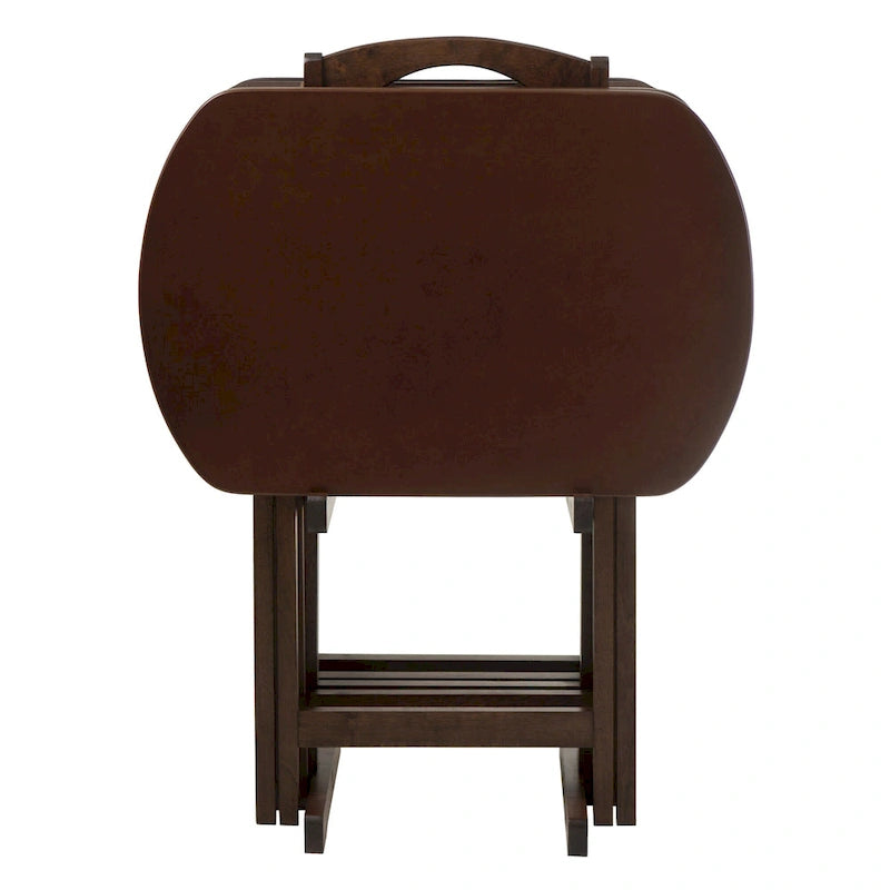 Mesa Plegable Rectangular Grande de Nogal con Almacenamiento