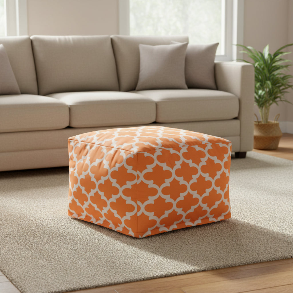 Majestic Home Goods Indoor Outdoor Trellis Ottoman Pouf 27 in L x 27 in W x 17 in H