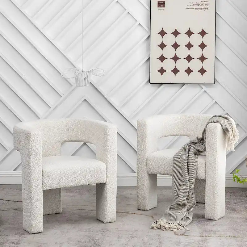 Sillón de 28 pulgadas de ancho con reposabrazos cuadrados tapizado en buclé