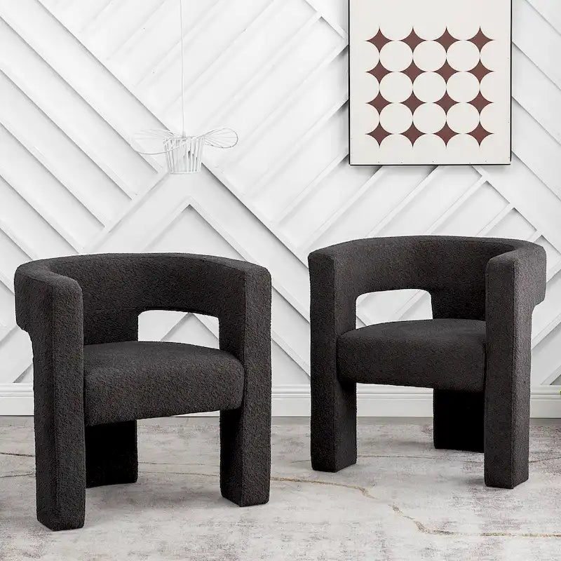 Sillón de 28 pulgadas de ancho con reposabrazos cuadrados tapizado en buclé