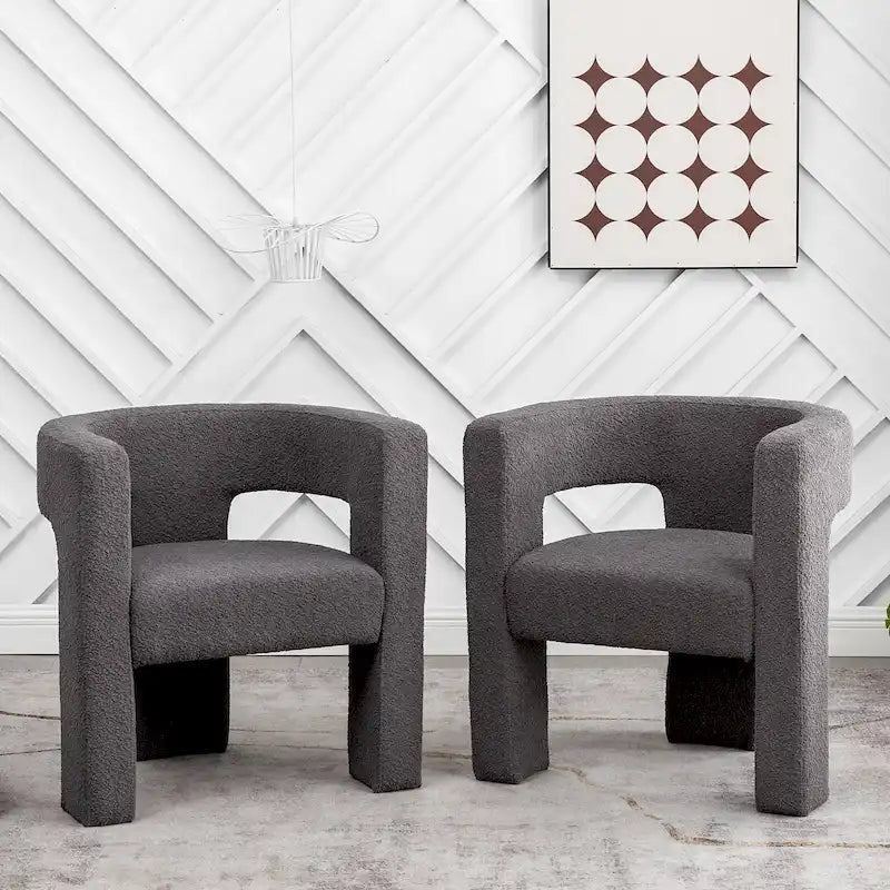 Sillón de 28 pulgadas de ancho con reposabrazos cuadrados tapizado en buclé