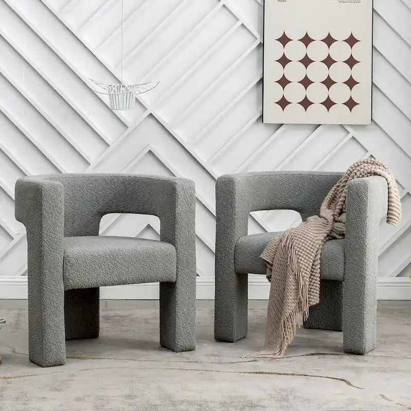 Sillón de 28 pulgadas de ancho con reposabrazos cuadrados tapizado en buclé