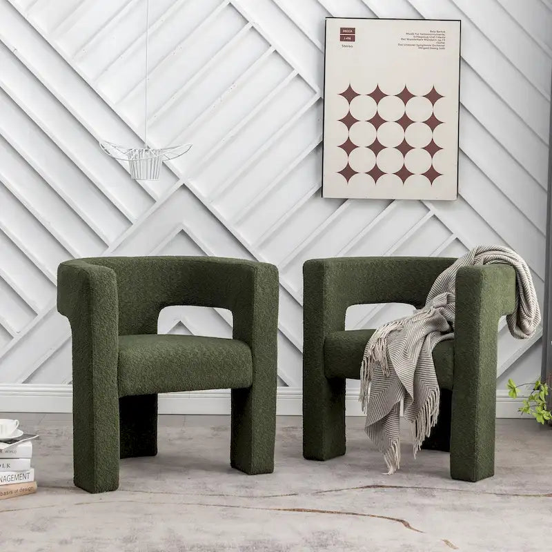 Sillón de 28 pulgadas de ancho con reposabrazos cuadrados tapizado en buclé