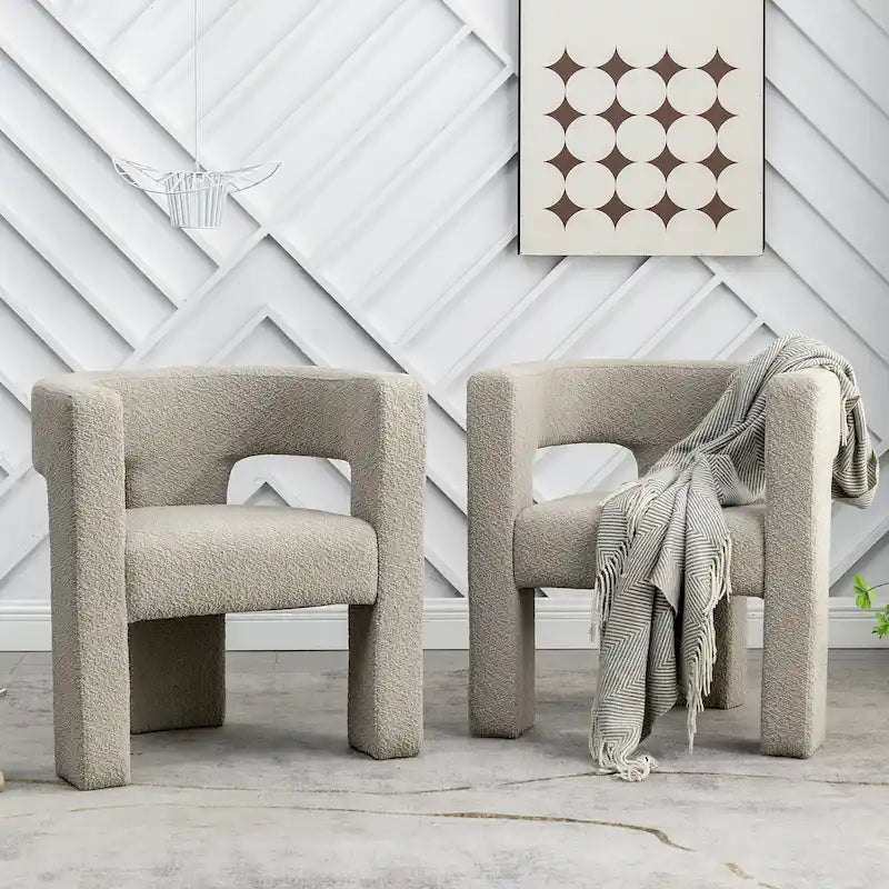 Sillón de 28 pulgadas de ancho con reposabrazos cuadrados tapizado en buclé