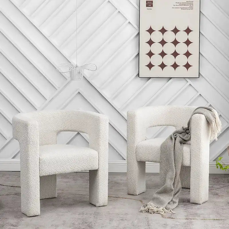 KINWELL 28 Wide Boucle Upholstered Square Armchair (Set of 2)