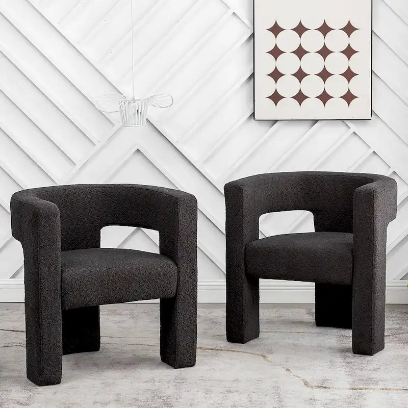 Sillón de 28 pulgadas de ancho con reposabrazos cuadrados tapizado en buclé