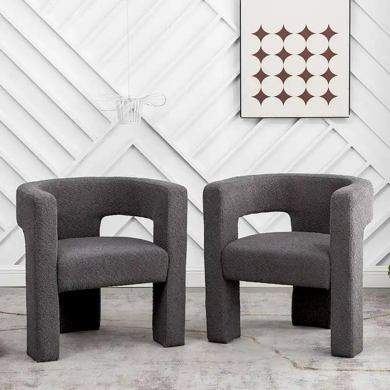 Sillón de 28 pulgadas de ancho con reposabrazos cuadrados tapizado en buclé