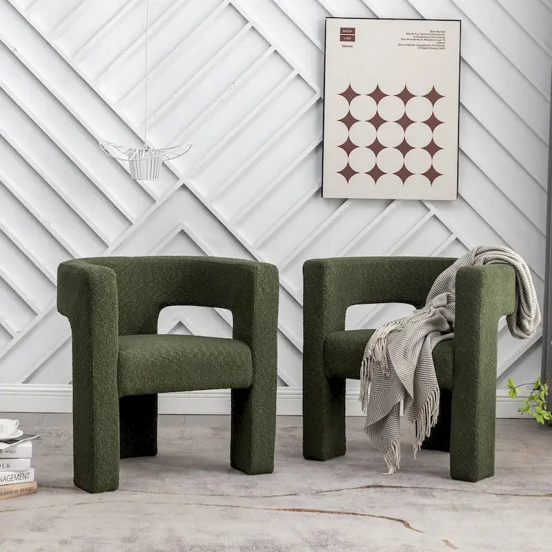 Sillón de 28 pulgadas de ancho con reposabrazos cuadrados tapizado en buclé