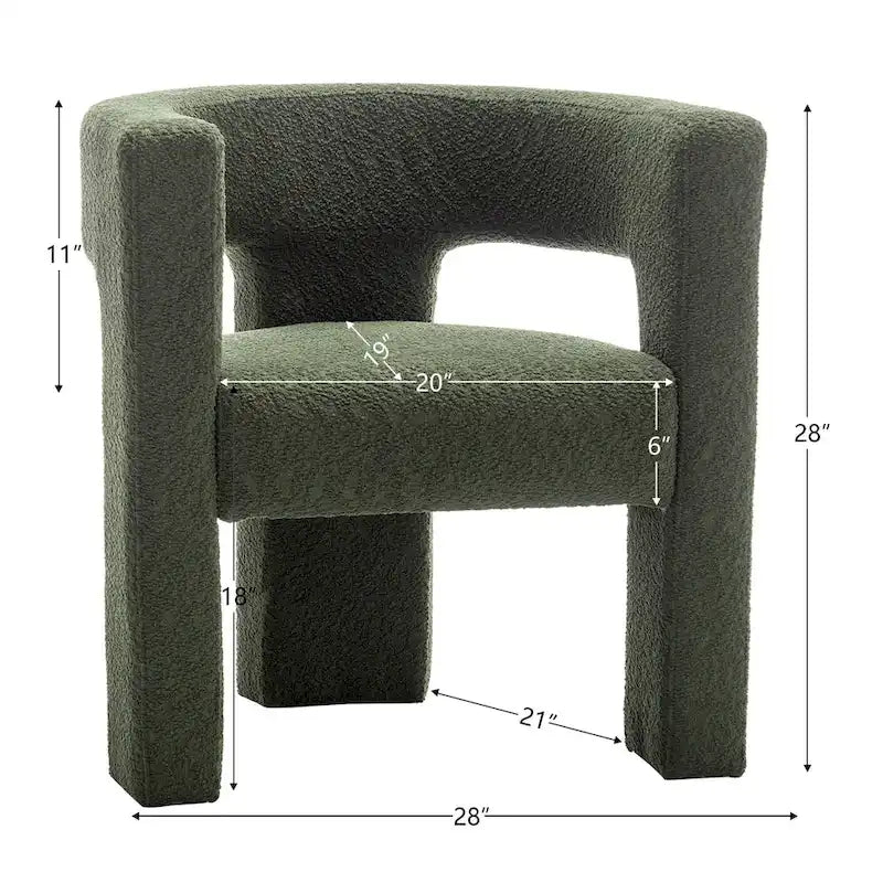 Sillón de 28 pulgadas de ancho con reposabrazos cuadrados tapizado en buclé