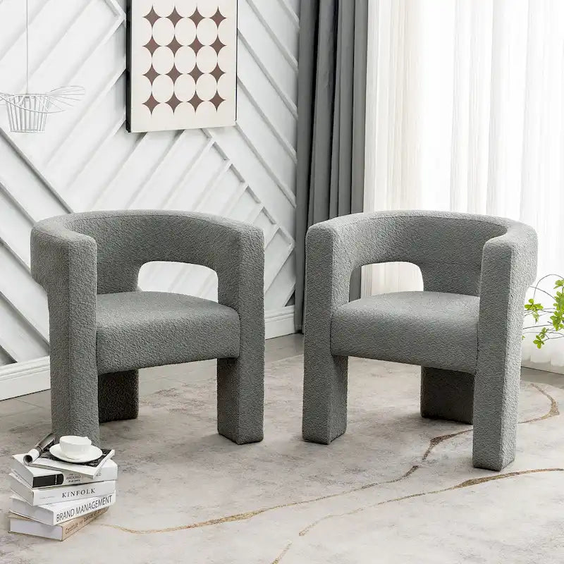 Sillón de 28 pulgadas de ancho con reposabrazos cuadrados tapizado en buclé