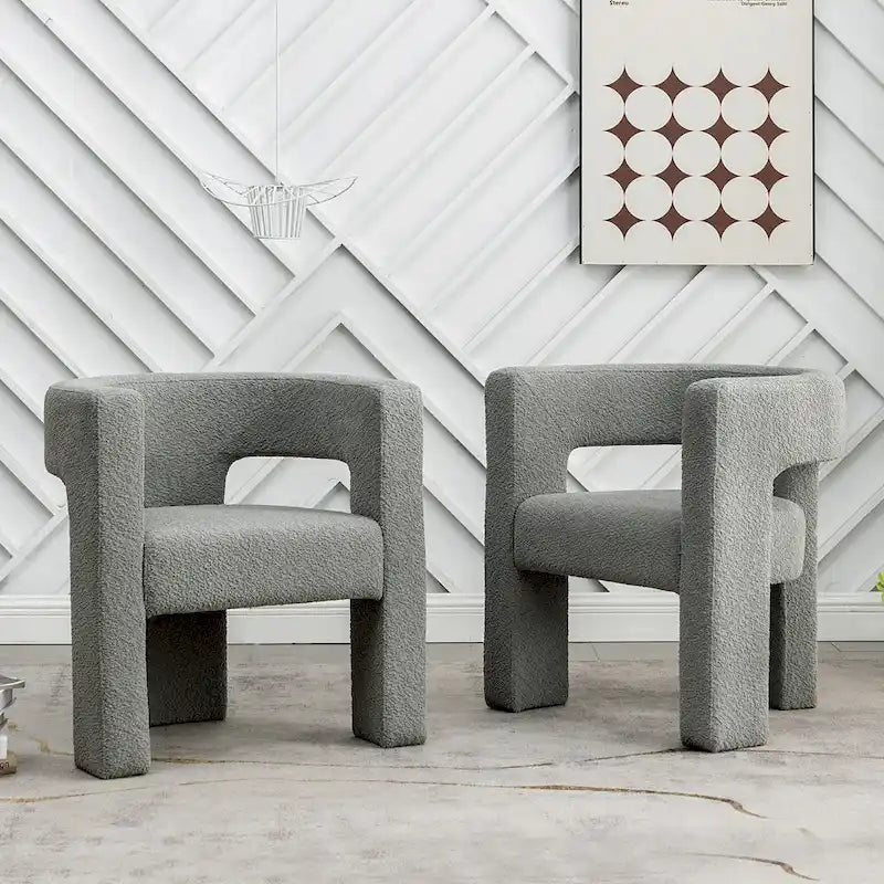 Sillón de 28 pulgadas de ancho con reposabrazos cuadrados tapizado en buclé