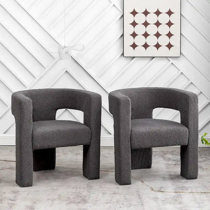 Sillón de 28 pulgadas de ancho con reposabrazos cuadrados tapizado en buclé