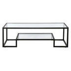 Mesa de centro contemporánea de metal y vidrio