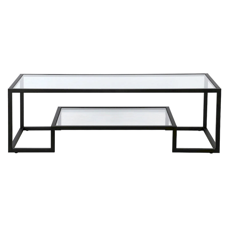 Mesa de centro contemporánea de metal y vidrio