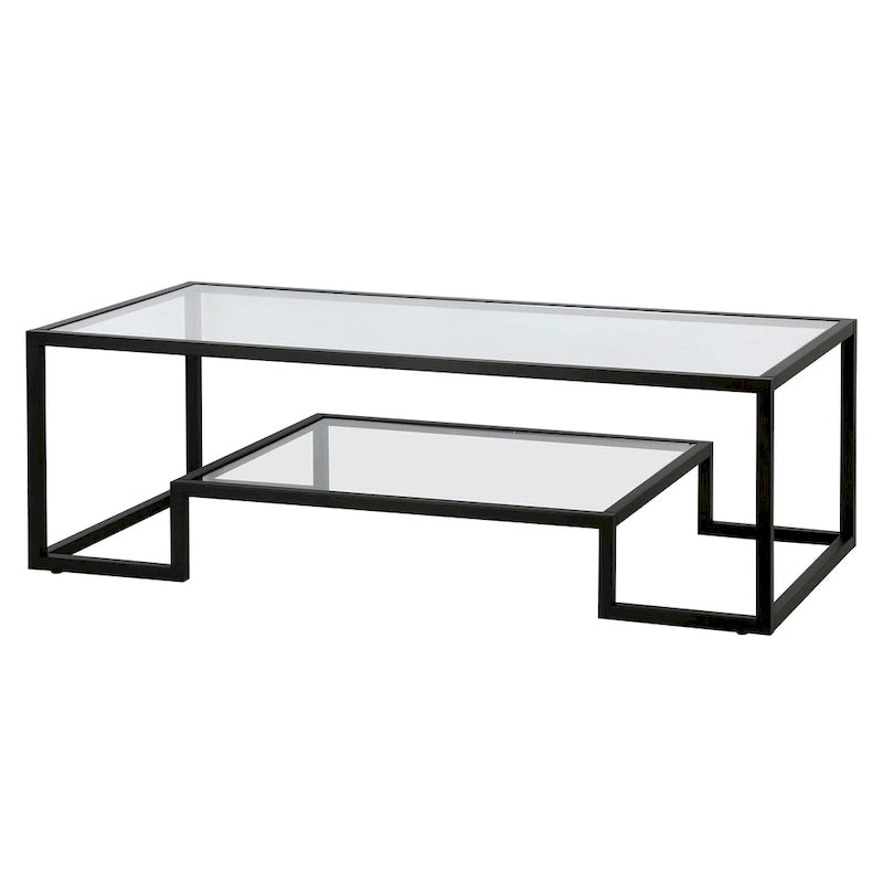 Mesa de centro contemporánea de metal y vidrio