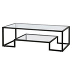 Mesa de centro contemporánea de metal y vidrio