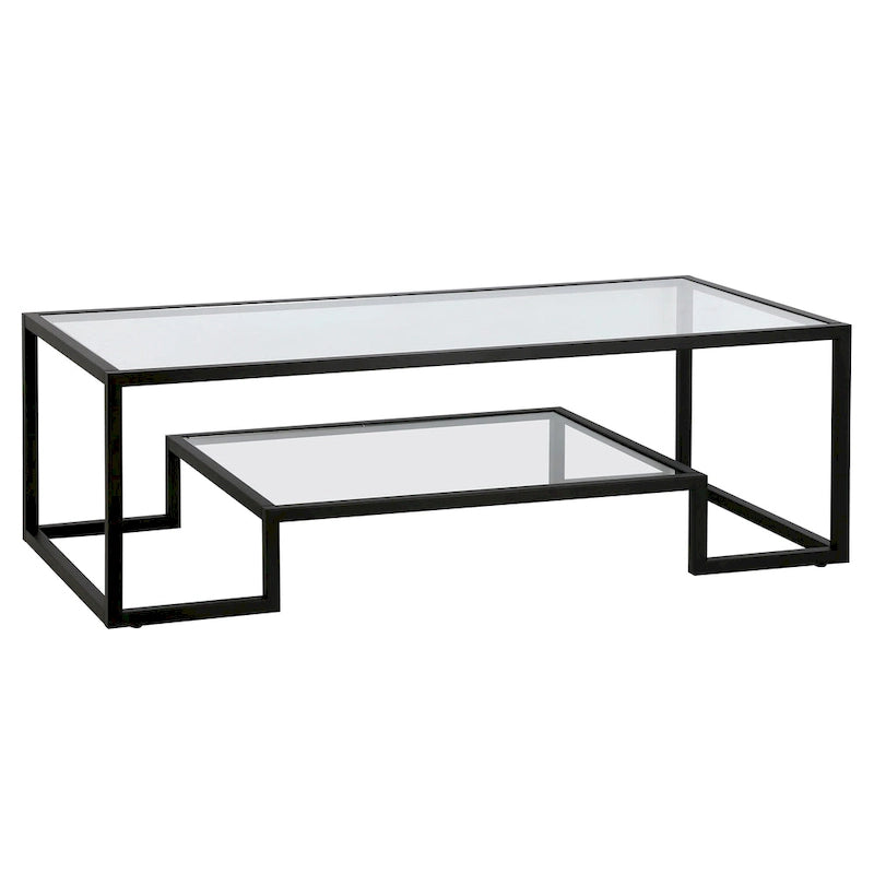 Mesa de centro contemporánea de metal y vidrio